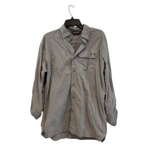 Under Armour Gray Women’s Button Up Long Sleeve Shirt Sz Medium